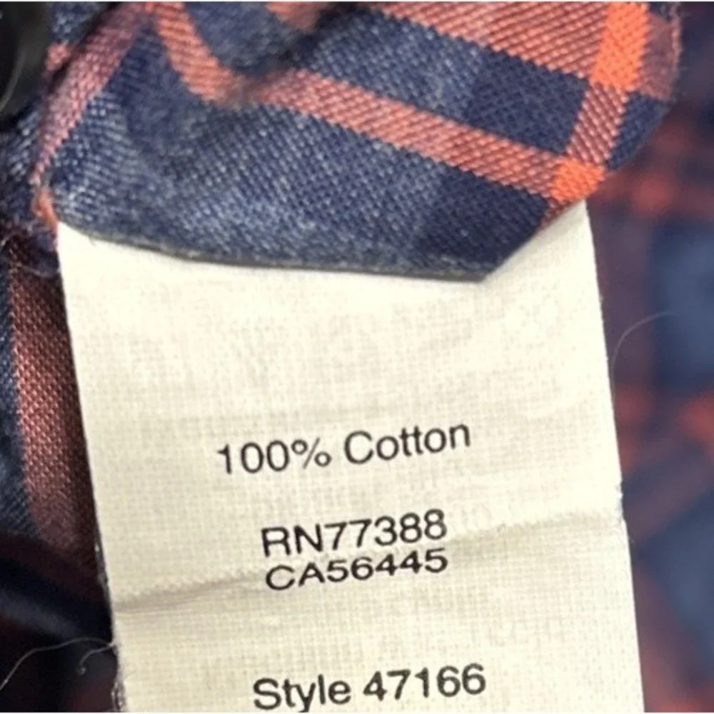 J. Crew Button up Long Sleeve Plaid Heathered Cotton Shirt Blue Orange Sz Medium